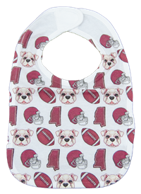 Home Malone Bulldog Face Football State of Mississippi and Football Helmet Pattern All Over Bib