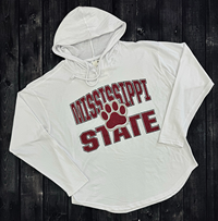 Pressbox Sparkly Mississippi State Long Sleeve Tee with Hoodie