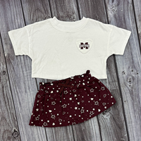 Colosseum Toddler Girls 2-Piece Banner M on Heart-Shaped Pocket Top and Stars and Hearts All Over Skirt