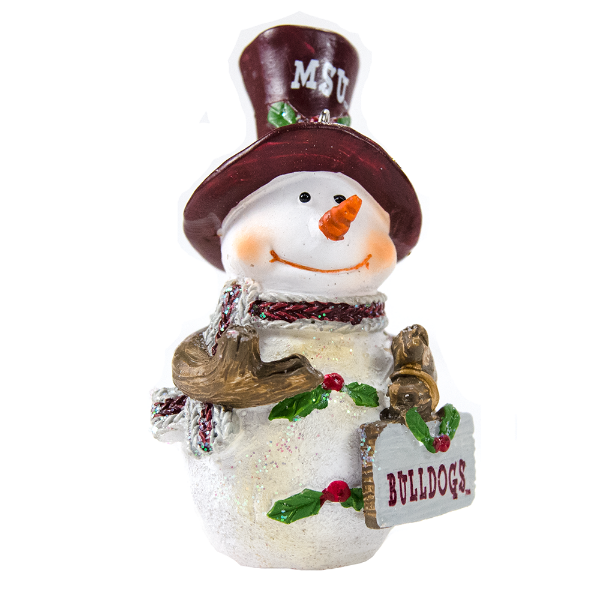 Hanna's Handiworks Snowman With Tophat And Bulldogs Ornament | Campus ...